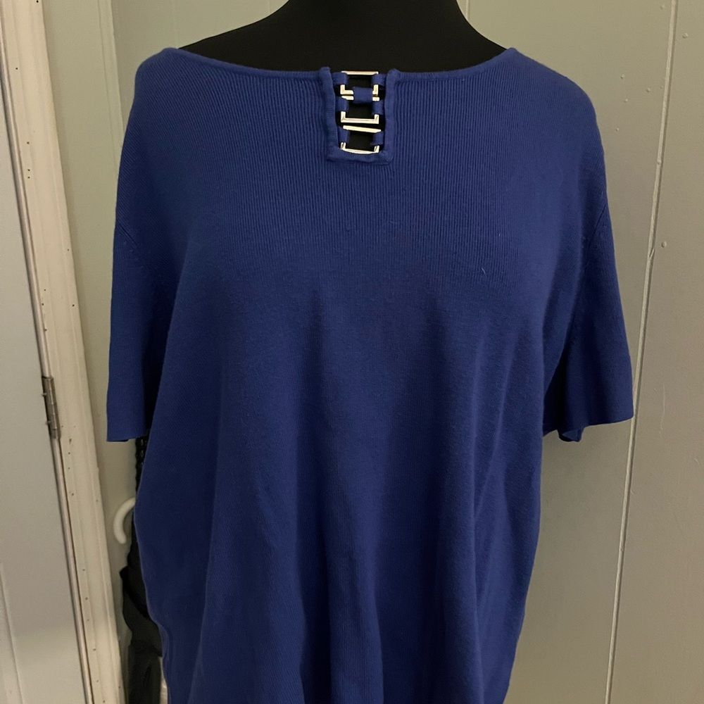 Sag Harbor Royal Blue Blouse With Silver Accents